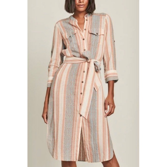 Veronica Beard Blush Stripe Makua Button Down Midi Dress In Blush NWT - Picture 3 of 15